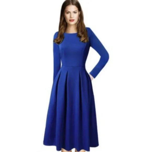 royal blue retro dress Scoop Neckline Royal Blue Party Dress, A-Line Spaghetti Strap Short Ev